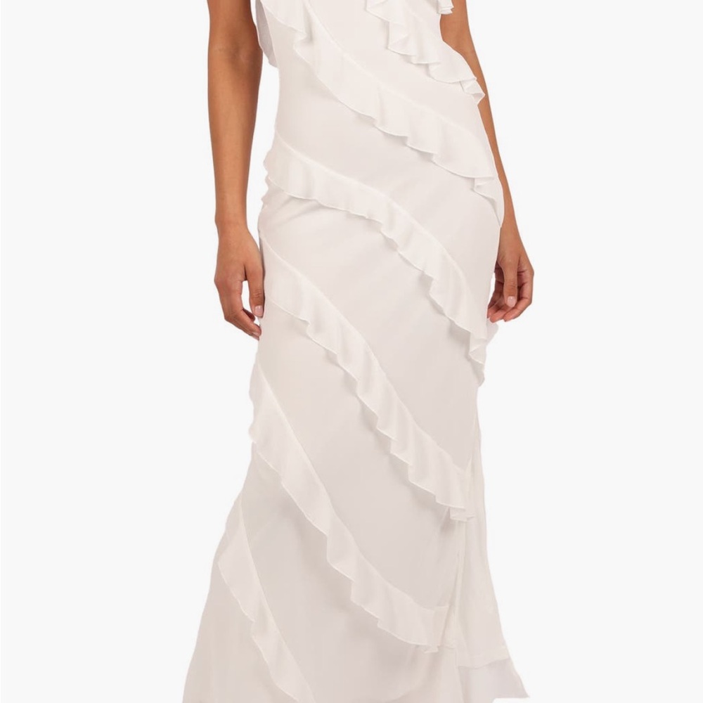 Petal & Pup White Maxi Dress with Ruffles